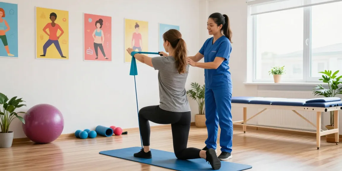 Patient receiving assistance in a physiotherapy clinic, showcasing Physio near me burlington services with professional care.