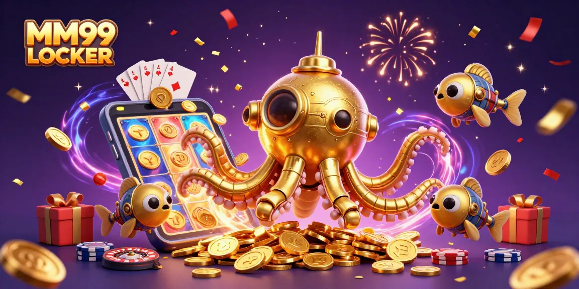 Win big at MM99 LOCKER with a golden kraken and vibrant casino symbols.